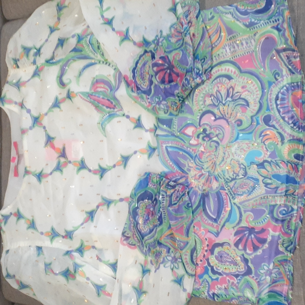 Lilly pulitzer women's sheer ivory off white pullover floral  blouse siz… - Picture 9 of 17